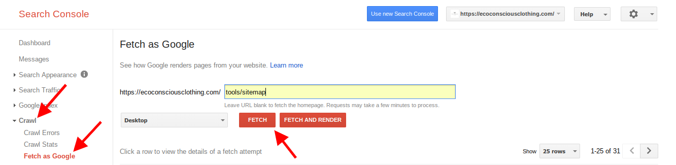 Shopify Sitemap Generator Fetch as Google